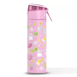 Eazy Kids - 18" School Bag, Bento Box, Stainless Steel 640ml Water Bottle, Lunch Bag, Pencil Case, Set of 5 - Girl Power Pink