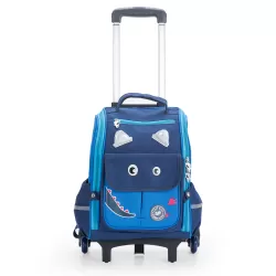 Eazy Kids Dinosaur School Bag wt Trolley - Blue