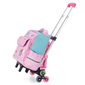 Eazy Kids 3D Unicorn School Bag wt Trolley - Pink