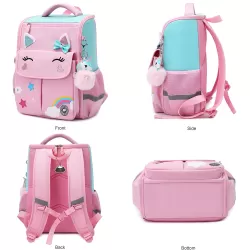 Eazy Kids 3D Unicorn School Bag wt Trolley - Pink