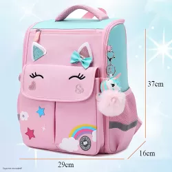 Eazy Kids 3D Unicorn School Bag wt Trolley - Pink