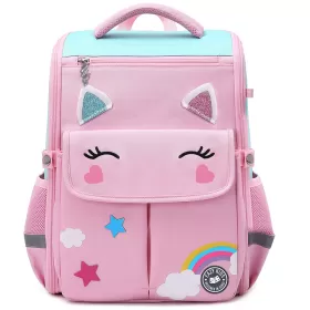 Eazy Kids 3D Unicorn School Bag wt Trolley - Pink