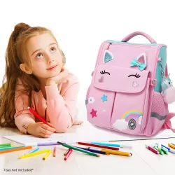 Eazy Kids 3D Unicorn School Bag wt Trolley - Pink