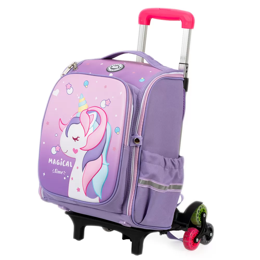 Eazy Kids-School Bag wt Trolley Pink