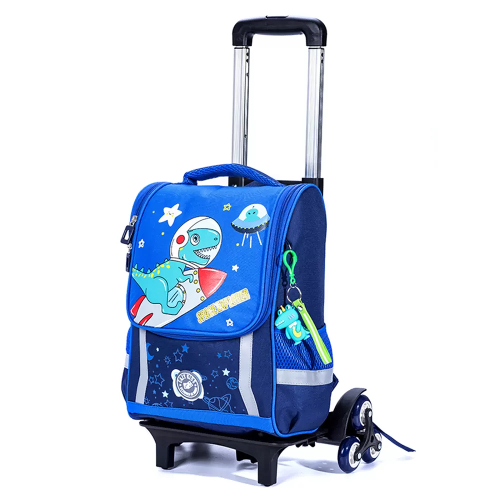 Eazy Kids School Bag Dino in Space wt Trolley - Blue