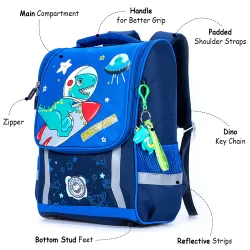 Eazy Kids School Bag Dino in Space wt Trolley - Blue