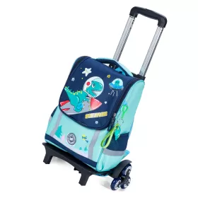 Eazy Kids School Bag Dino in Space wt Trolley - Green