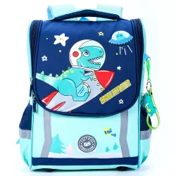 Eazy Kids School Bag Dino in Space wt Trolley - Green