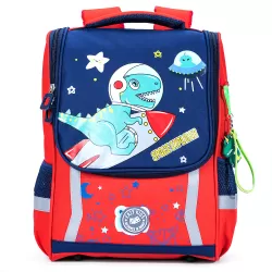 Eazy Kids School Bag Dino in Space wt Trolley - Red