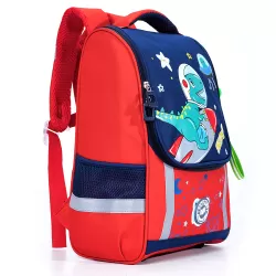 Eazy Kids School Bag Dino in Space wt Trolley - Red