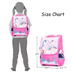 Eazy Kids School Bag Unicorn wt Trolley - Princess Pink