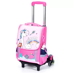 Eazy Kids School Bag Unicorn wt Trolley - Princess Pink