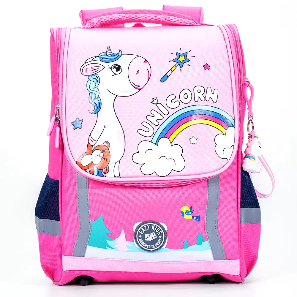 Eazy Kids School Bag Unicorn wt Trolley - Princess Pink