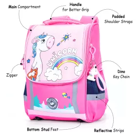 Eazy Kids School Bag Unicorn wt Trolley - Princess Pink