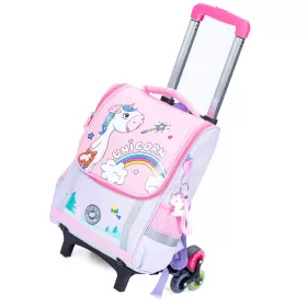 Eazy Kids School Bag Unicorn wt Trolley - Purple