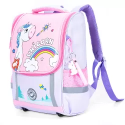 Eazy Kids School Bag Unicorn wt Trolley - Purple