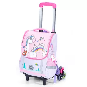 Eazy Kids School Bag Unicorn wt Trolley - Purple