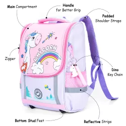 Eazy Kids School Bag Unicorn wt Trolley - Purple