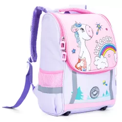 Eazy Kids School Bag Unicorn wt Trolley - Purple