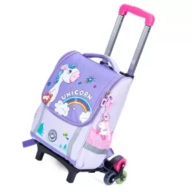 Eazy Kids School Bag Unicorn wt Trolley - Prince Purple