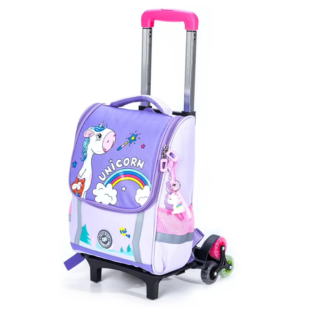 Eazy Kids School Bag Unicorn wt Trolley - Prince Purple