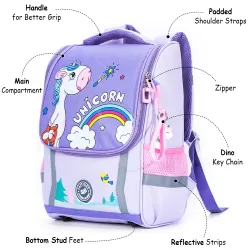 Eazy Kids School Bag Unicorn wt Trolley - Prince Purple