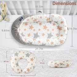 Little Story Soft Breathable fiberfill Newborn Lounger Bed with Baby Nursing and Feeding Pillow - Galaxy