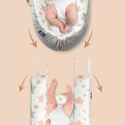 Little Story Soft Breathable fiberfill Newborn Lounger Bed with Baby Nursing and Feeding Pillow - Galaxy