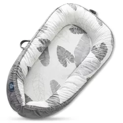 Little Story Soft Breathable fiberfill Newborn Lounger Bed with Baby Nursing and Feeding Pillow - Leaves