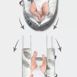 Little Story Soft Breathable fiberfill Newborn Lounger Bed with Baby Nursing and Feeding Pillow - Leaves