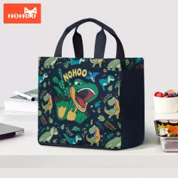 Nohoo Kids 16 Inch School Bag with Handbag Combo Dino - Green