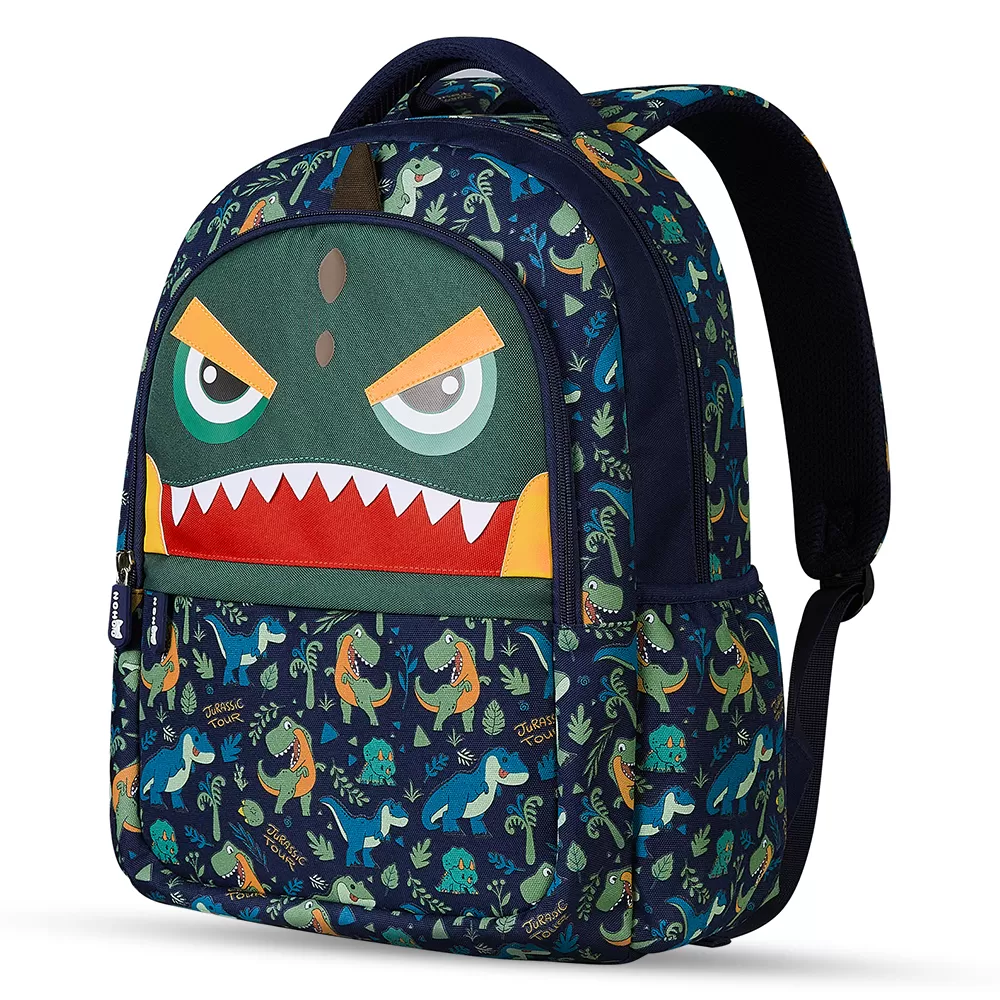 Nohoo Kids 16 Inch School Bag with Handbag Combo Dino - Green