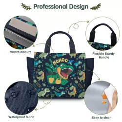 Nohoo Kids 16 Inch School Bag with Handbag Combo Dino - Green