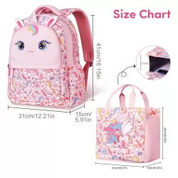 Nohoo Kids 16 Inch School Bag with Handbag Combo Unicorn - Pink