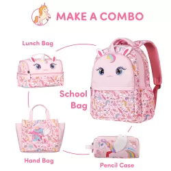 Nohoo Kids 16 Inch School Bag with Handbag Combo Unicorn - Pink