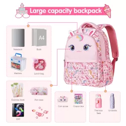 Nohoo Kids 16 Inch School Bag with Handbag Combo Unicorn - Pink