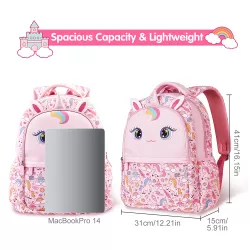 Nohoo Kids 16 Inch School Bag with Handbag Combo Unicorn - Pink