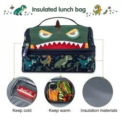 Nohoo Kids 16 Inch School Bag with Lunch Bag Combo Dino - Green