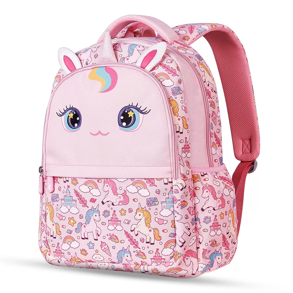 Nohoo Kids 16 Inch School Bag with Lunch Bag Combo Unicorn - Pink