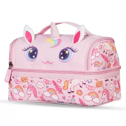 Nohoo Kids 16 Inch School Bag with Lunch Bag Combo Unicorn - Pink