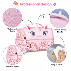 Nohoo Kids 16 Inch School Bag with Lunch Bag Combo Unicorn - Pink