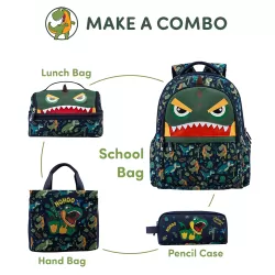 Nohoo Kids 16 Inch School Bag with Pencil Case Combo Dino - Green