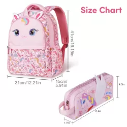 Nohoo Kids 16 Inch School Bag with Pencil Case Combo Unicorn - Pink