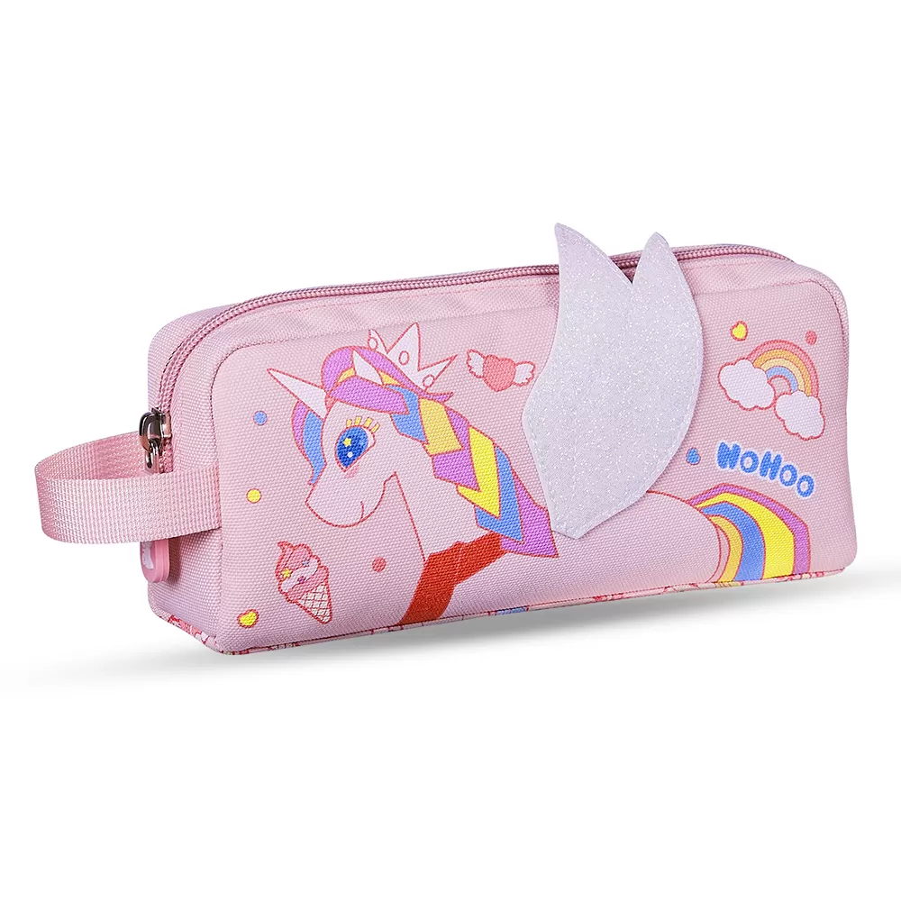 Nohoo Kids 16 Inch School Bag with Pencil Case Combo Unicorn - Pink