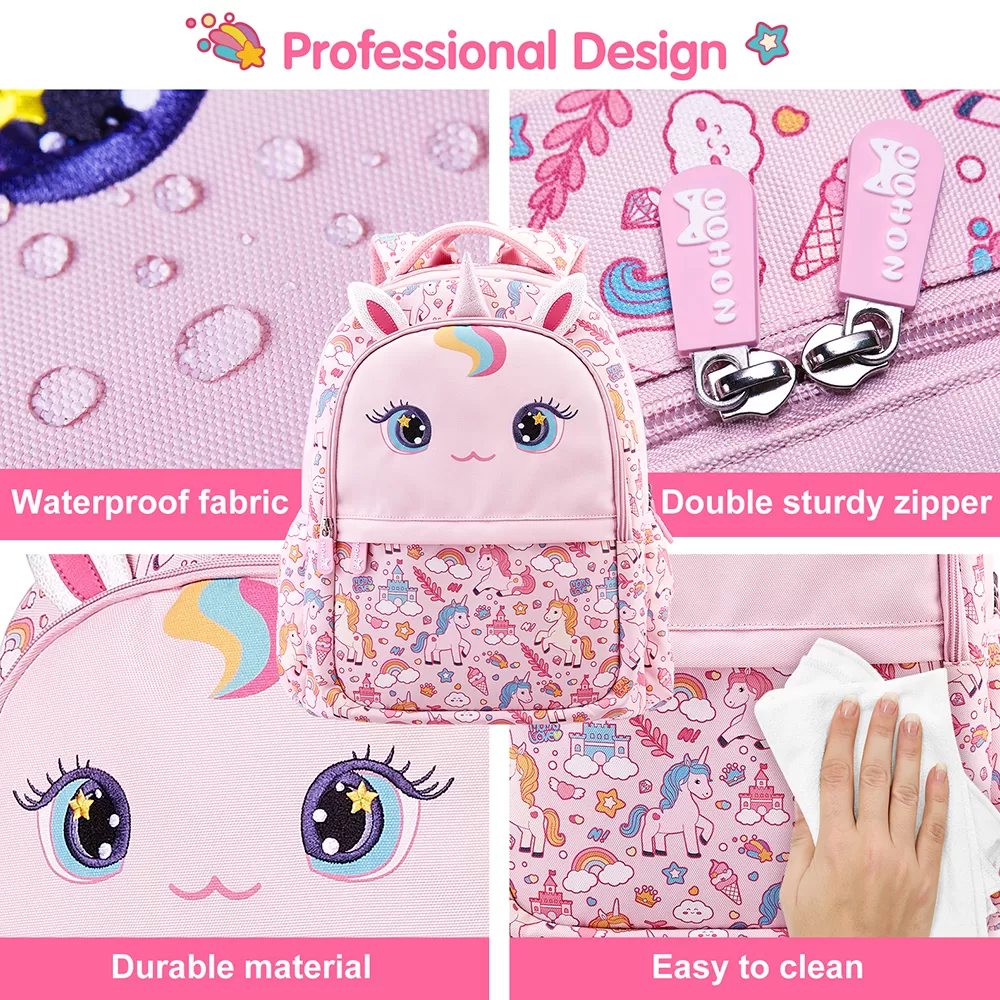 Nohoo Kids 16 Inch School Bag with Pencil Case Combo Unicorn - Pink