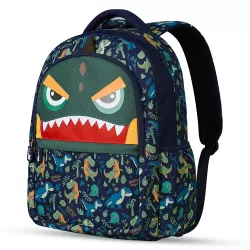 Nohoo Kids 16 Inch School Bag with Lunch Bag and Pencil Case (Set of 3) Dino - Green