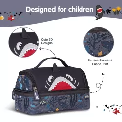 Nohoo Kids 16 Inch School Bag with Lunch Bag and Pencil Case (Set of 3) Shark - Grey