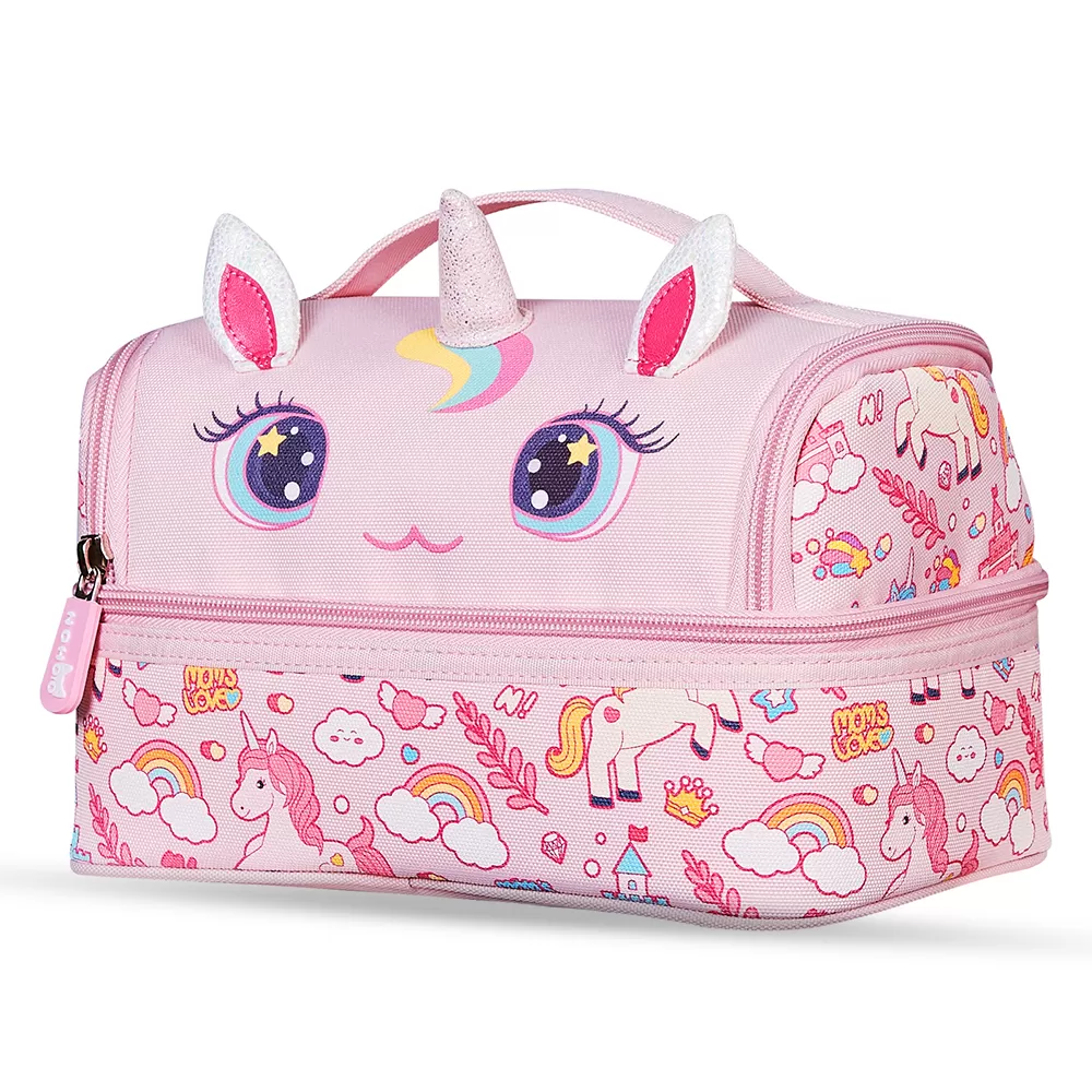 Nohoo Kids 16 Inch School Bag with Lunch Bag and Pencil Case (Set of 3) Unicorn - Pink