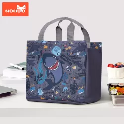 Nohoo Kids 16 Inch School Bag with Lunch Bag, Handbag and Pencil Case (Set of 4) Shark - Grey