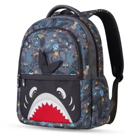 Nohoo Kids 16 Inch School Bag with Lunch Bag, Handbag and Pencil Case (Set of 4) Shark - Grey